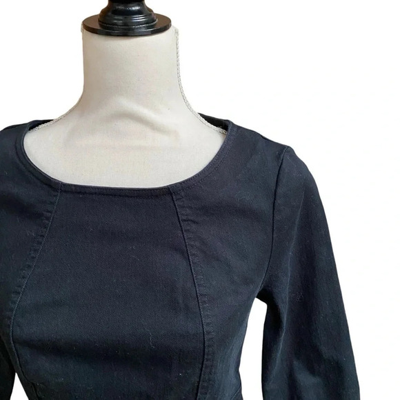 Boden Corinne Black Denim Dress 3/4 Sleeve A-Line Size 4 - Picture 4 of 15